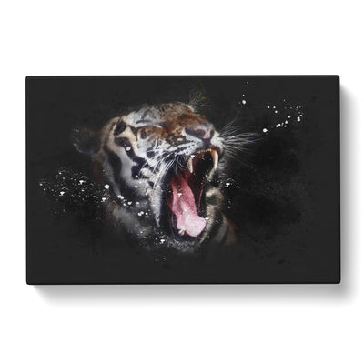 A Yawning Tiger Paint Splash Canvas Print Main Image