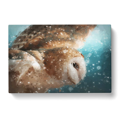 Barn Owl In The Snow In Abstract Canvas Print Main Image