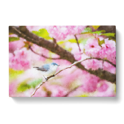 Bird In The Cherry Blossom Tree Painting Canvas Print Main Image