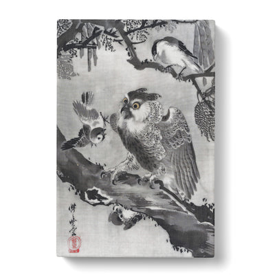 Birds With An Owl By Kawanabe Kyosai Canvas Print Main Image