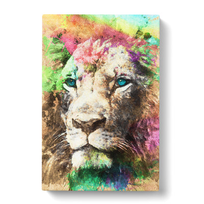 Blue Eyed Lion In Abstract Canvas Print Main Image