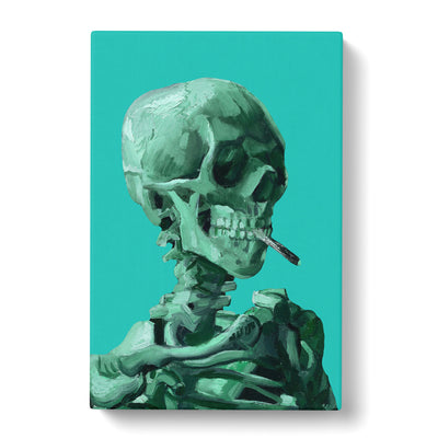 Blue Skull Of A Skeleton With Cigarette By Vincent Van Gogh Canvas Print Main Image