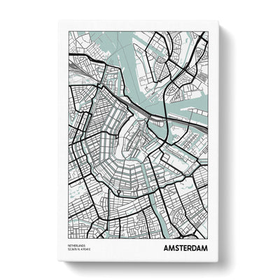 Map Amsterdam Netherlands Canvas Print Main Image