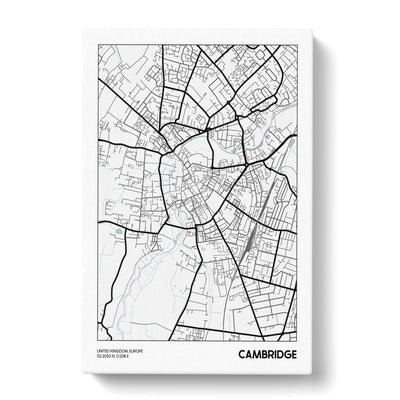 Map Cambridge Uk Canvas Print Main Image