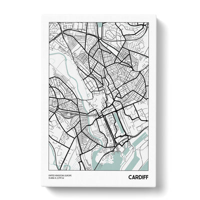 Map Cardiff Uk Canvas Print Main Image