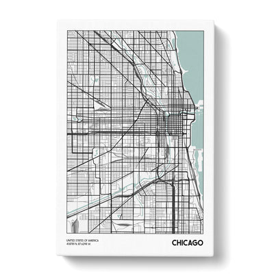 Map Chicago Usa Canvas Print Main Image