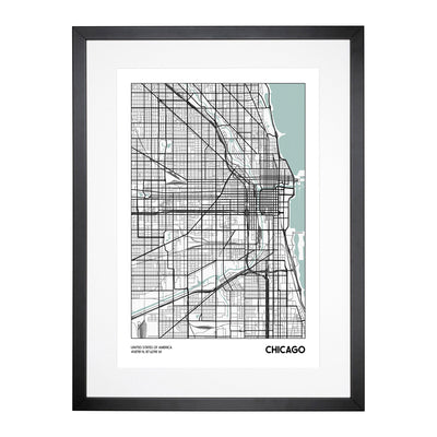 Map Chicago Usa Framed Print Main Image