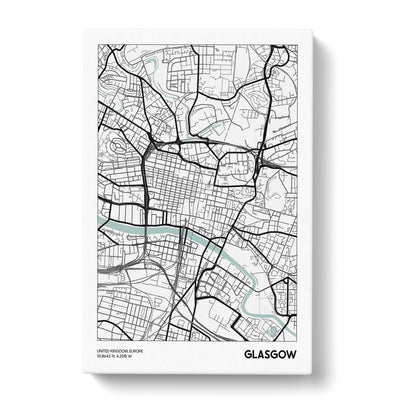 Map Glasgow Uk Canvas Print Main Image