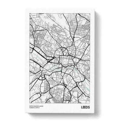 Map Leeds Uk Canvas Print Main Image