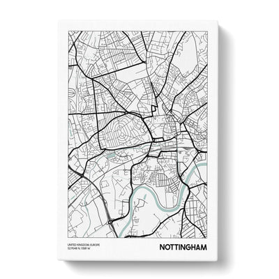 Map Nottingham Uk Canvas Print Main Image