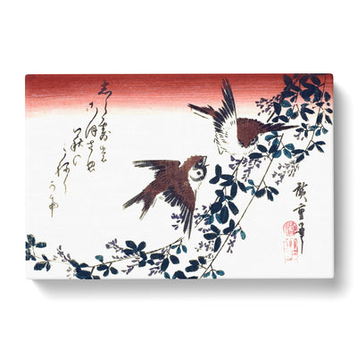 Sparrows On A Bush Clover By Utagawa Hiroshige Canvas Print Main Image