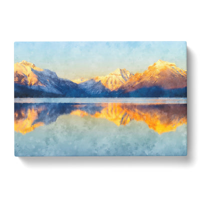 Sunlight Over Lake Mcdonald Painting Canvas Print Main Image