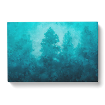 Teal Blue Forest Painting Canvas Print Main Image