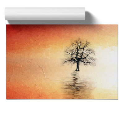 Tree Reflection At Sunset