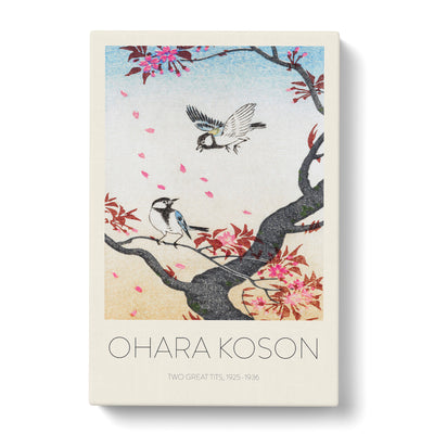 Two Great Tits On Blossom Tree Print By Ohara Koson Canvas Print Main Image