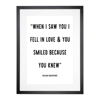 When I Saw You Typography Framed Print Main Image