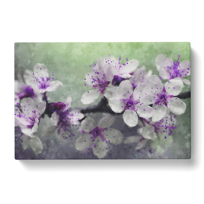 White And Purple Blossoms Painting Canvas Print Main Image