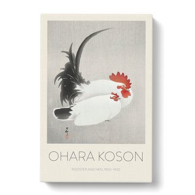 White Rooster & Hen Print By Ohara Koson Canvas Print Main Image