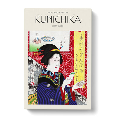 Woman Looking At Pictures Print By Toyohara Kunichika Canvas Print Main Image