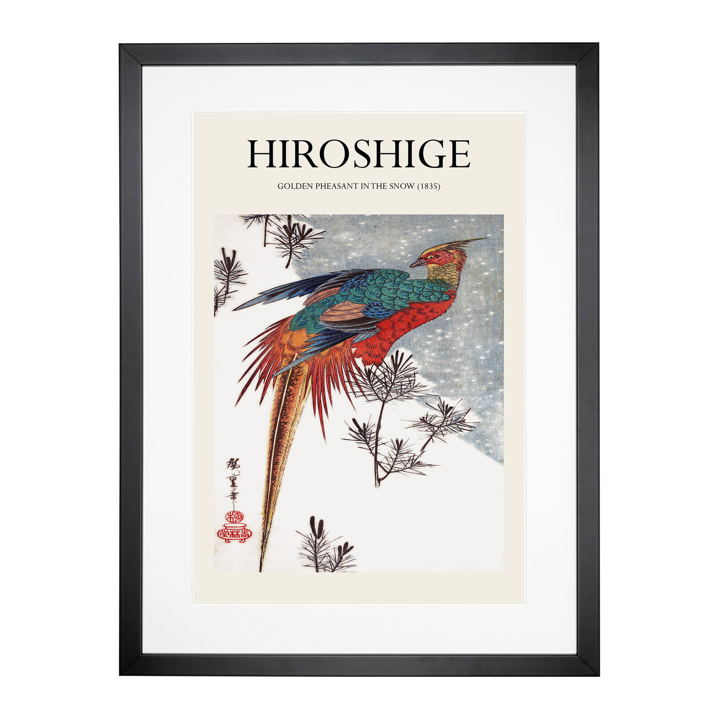 A Golden Pheasant Print By Utagawa Hiroshige Framed Print Main Image