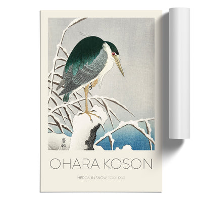 A Heron In The Snow Print By Ohara Koson