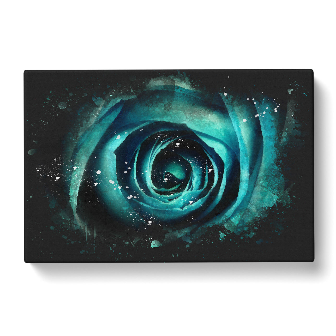 A Teal Rose Paint Splash Canvas Print Main Image