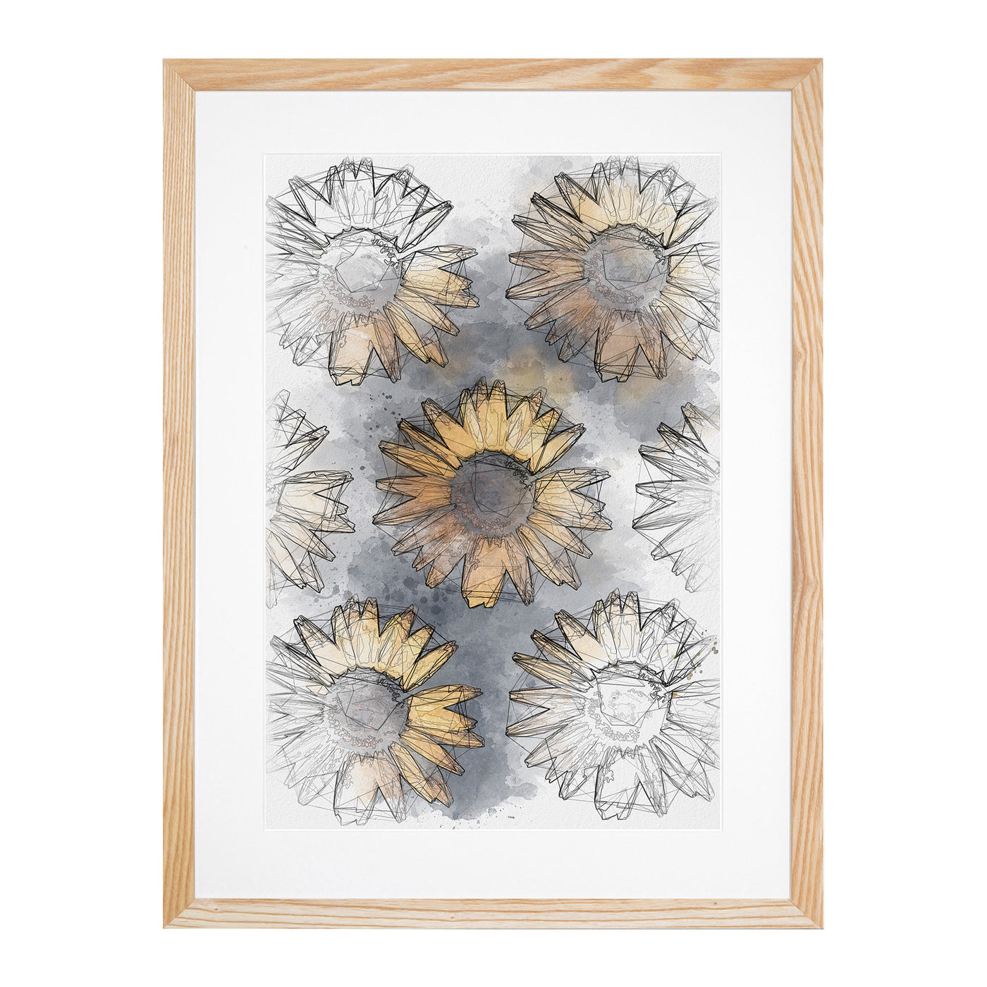 A Wall Of Yellow Sunflowers Sketch