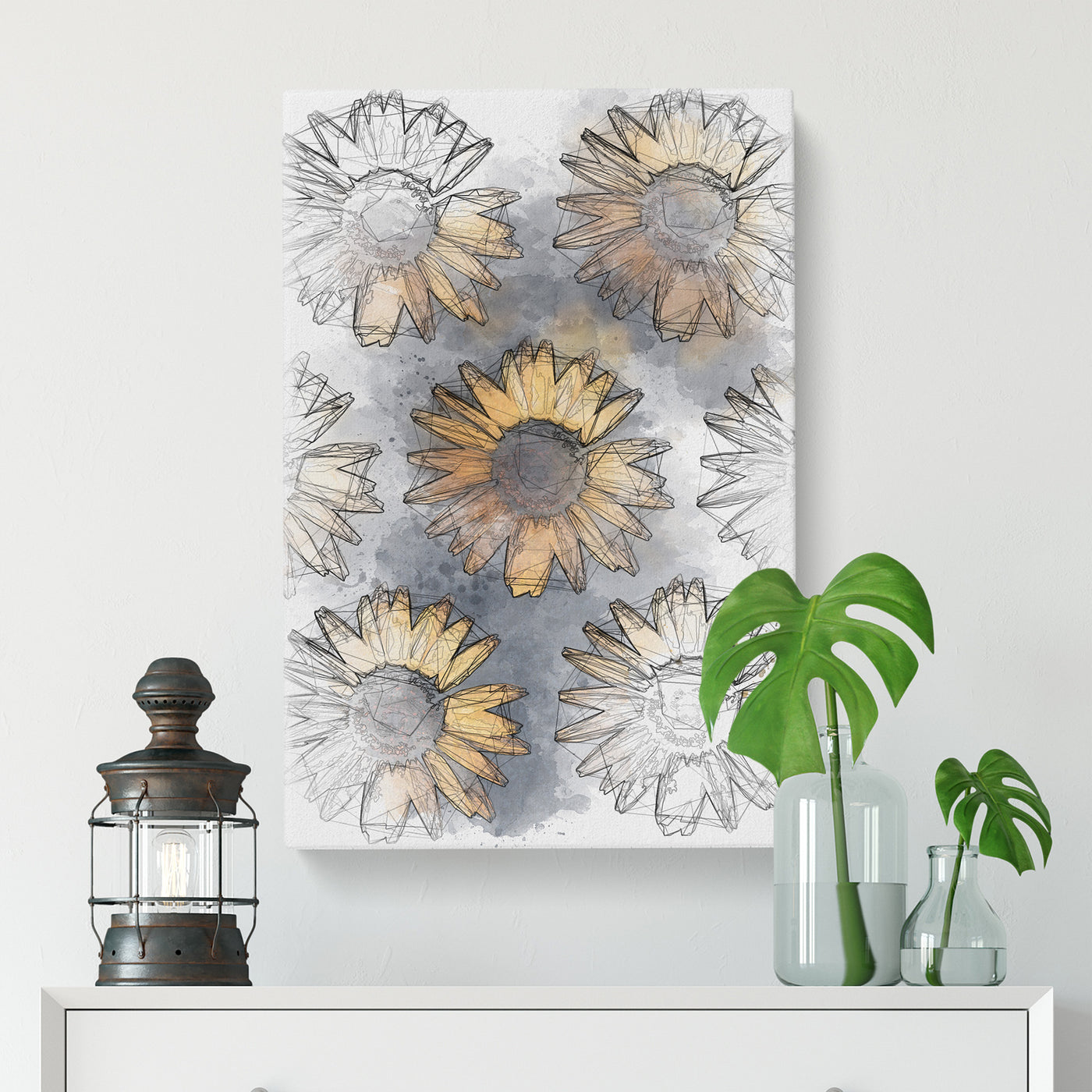 A Wall Of Yellow Sunflowers Sketch