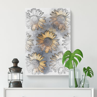 A Wall Of Yellow Sunflowers Sketch