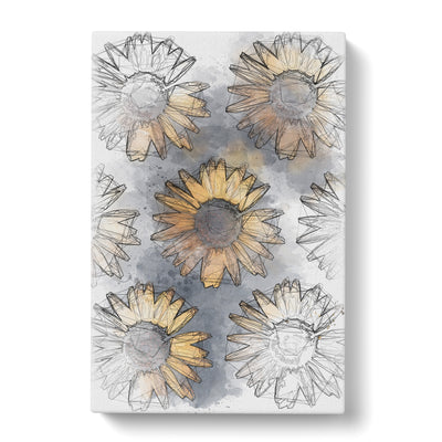 A Wall Of Yellow Sunflowers Sketch Canvas Print Main Image