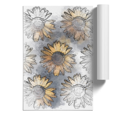 A Wall Of Yellow Sunflowers Sketch