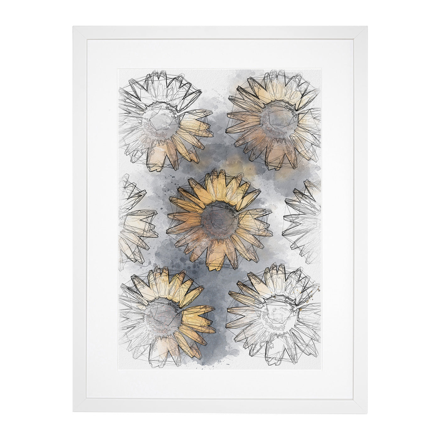 A Wall Of Yellow Sunflowers Sketch