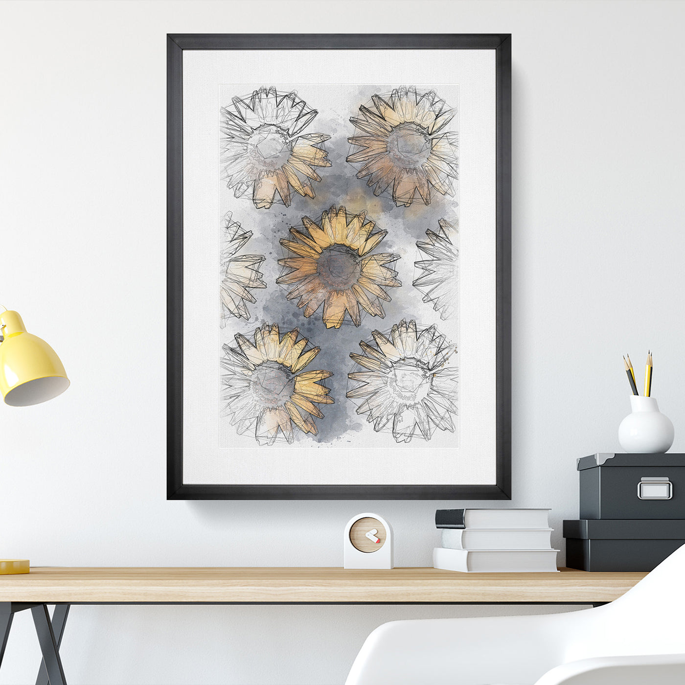 A Wall Of Yellow Sunflowers Sketch