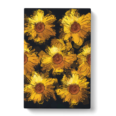 A Wall Of Yellow Sunflowers In Abstract Canvas Print Main Image
