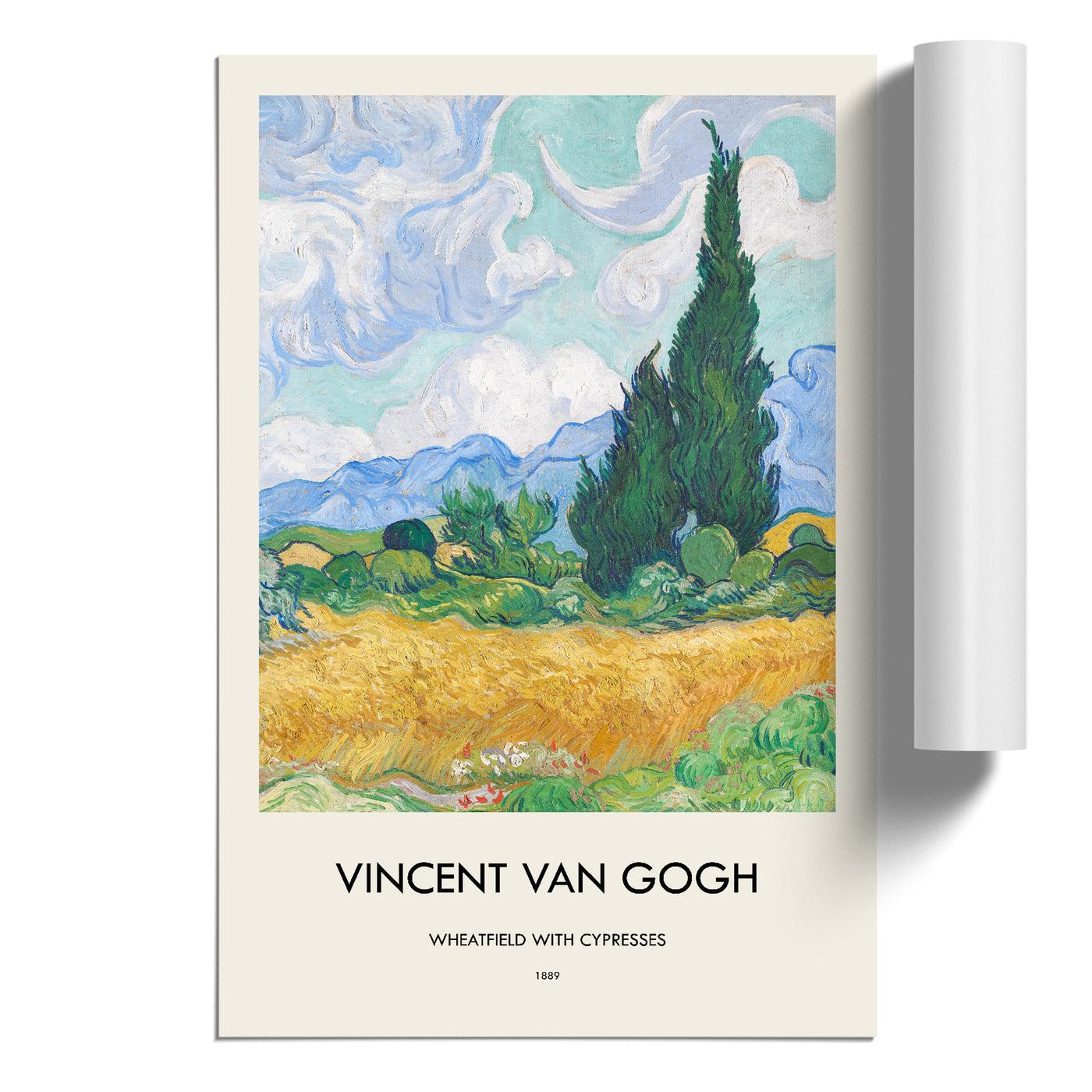 A Wheatfield With Cypresses Vol.2 Print By Vincent Van Gogh