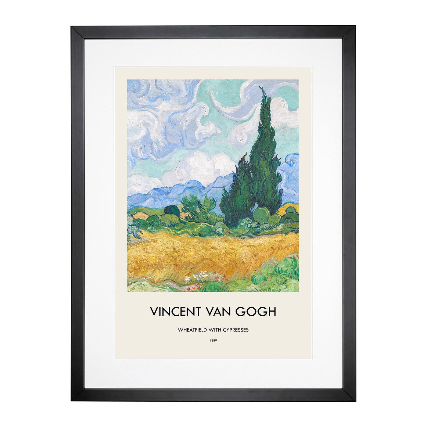 A Wheatfield With Cypresses Vol.2 Print By Vincent Van Gogh Framed Print Main Image