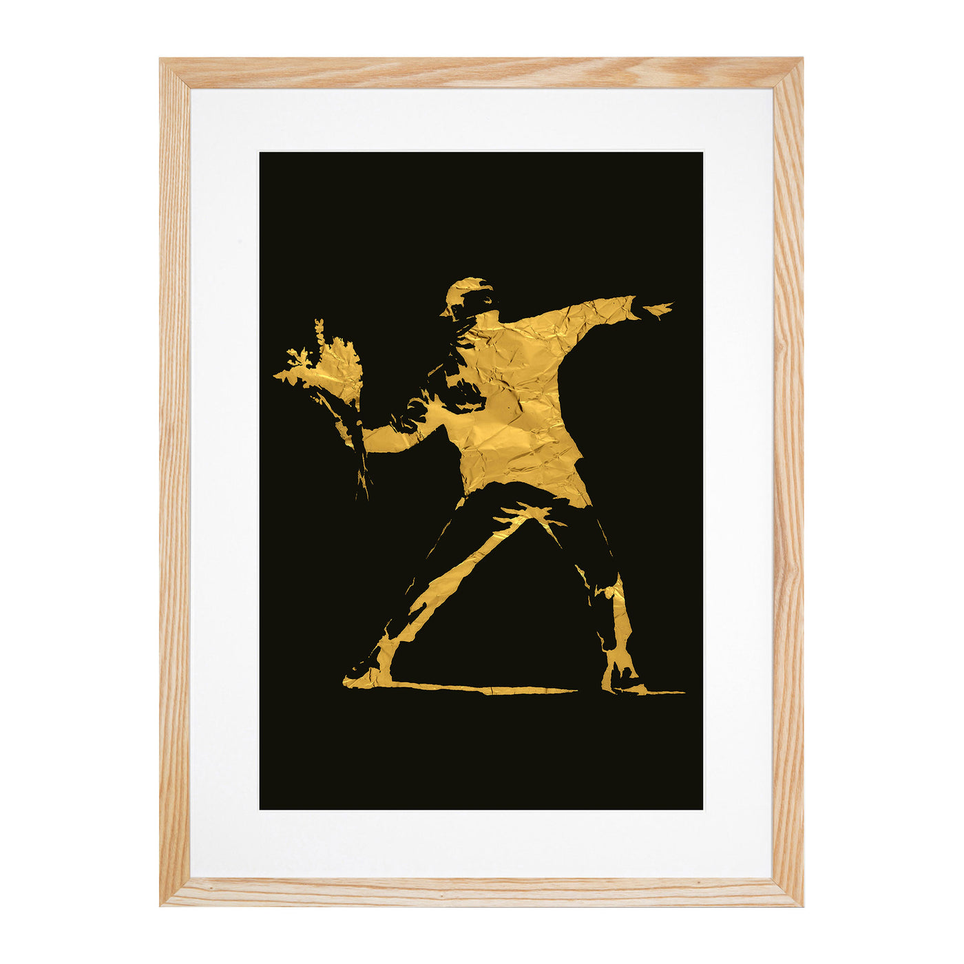 Banksy in Black Gold Flower Thrower