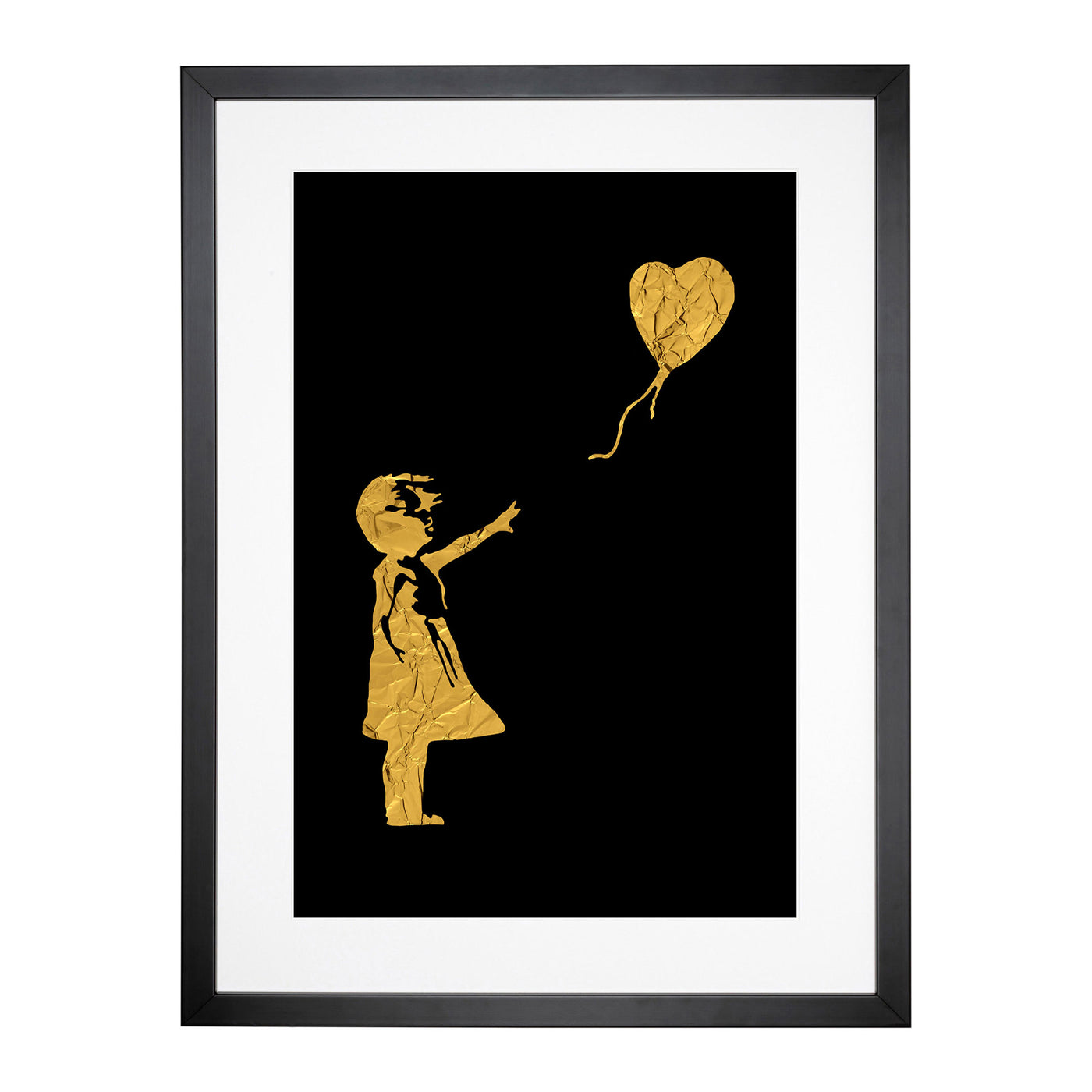 Banksy In Gold Balloon Girl Framed Print Main Image