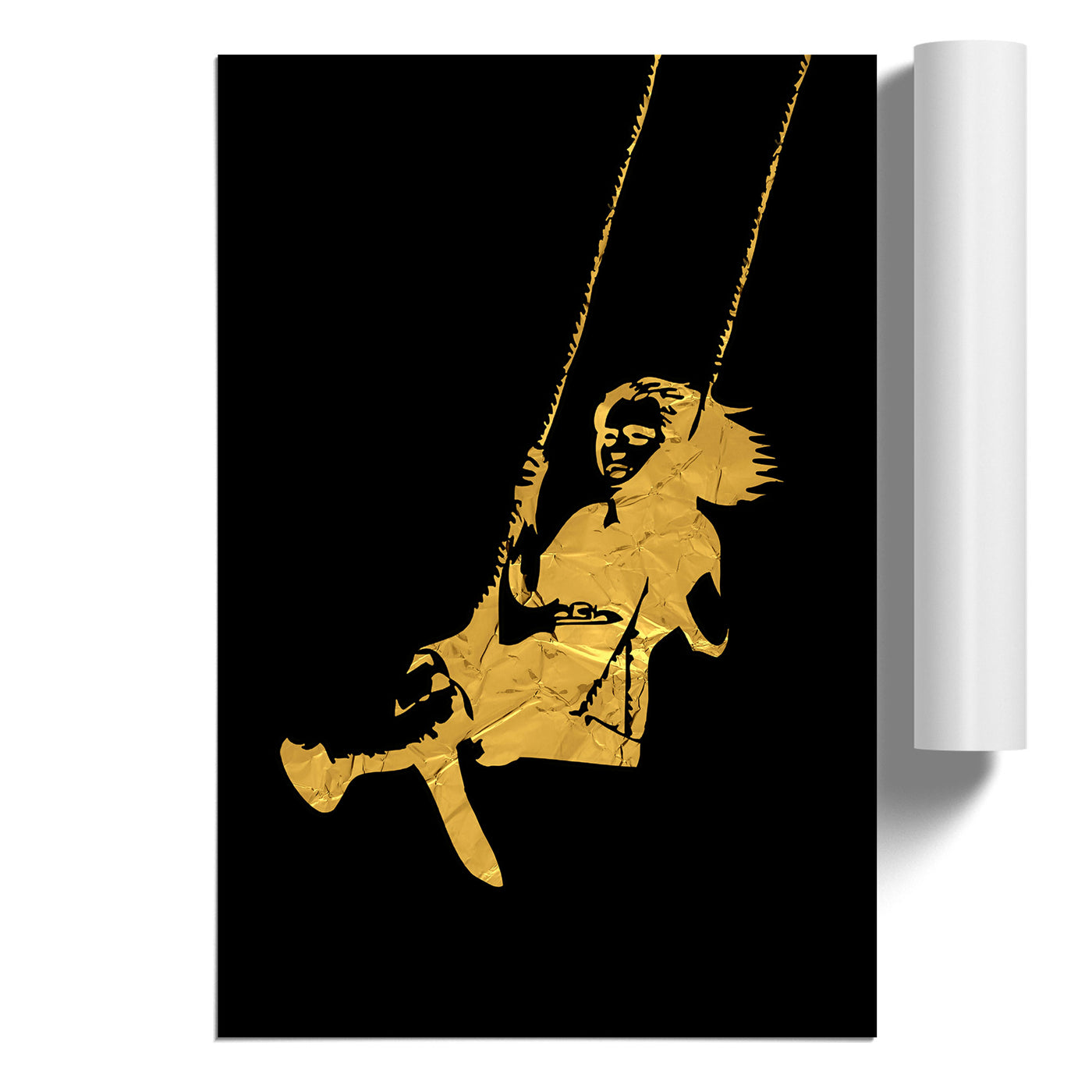 Banksy in Gold Girl on Swing