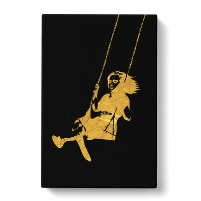 Banksy In Gold Girl On Swing Canvas Print Main Image