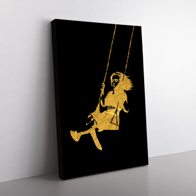 Banksy In Gold Girl On Swing