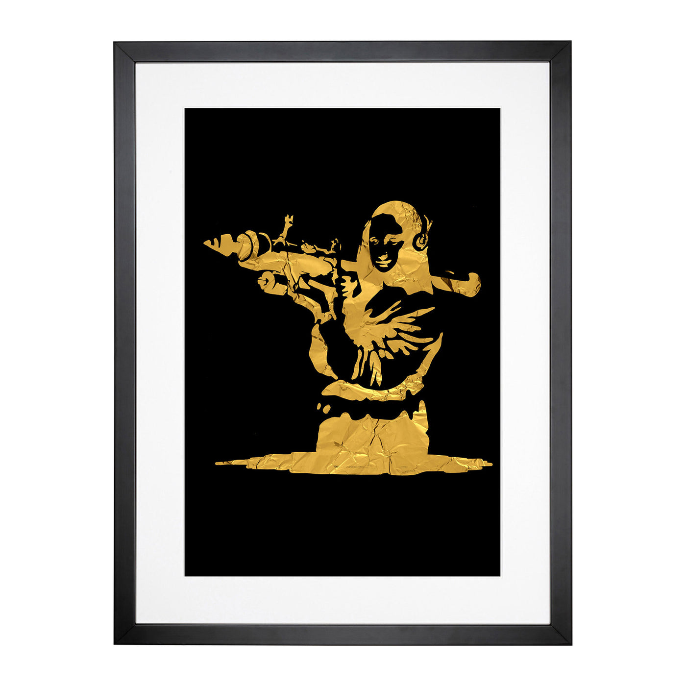 Banksy In Gold Mona Lisa Bazooka Framed Print Main Image
