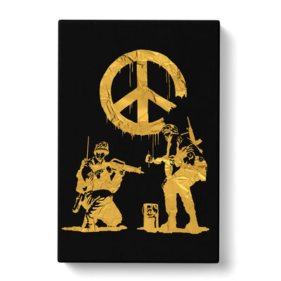 Banksy In Gold Peace Soldiers Canvas Print Main Image