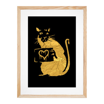 Banksy in Gold Rat with Heart