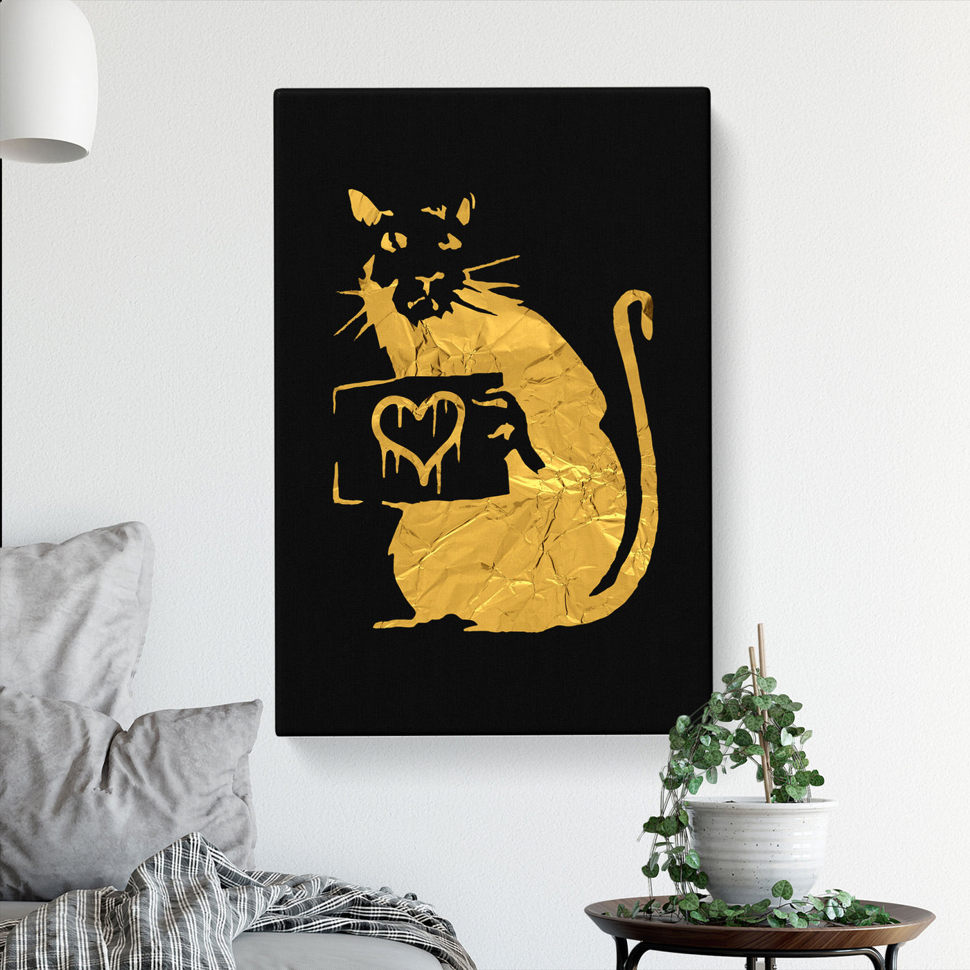 Banksy In Gold Rat With Heart