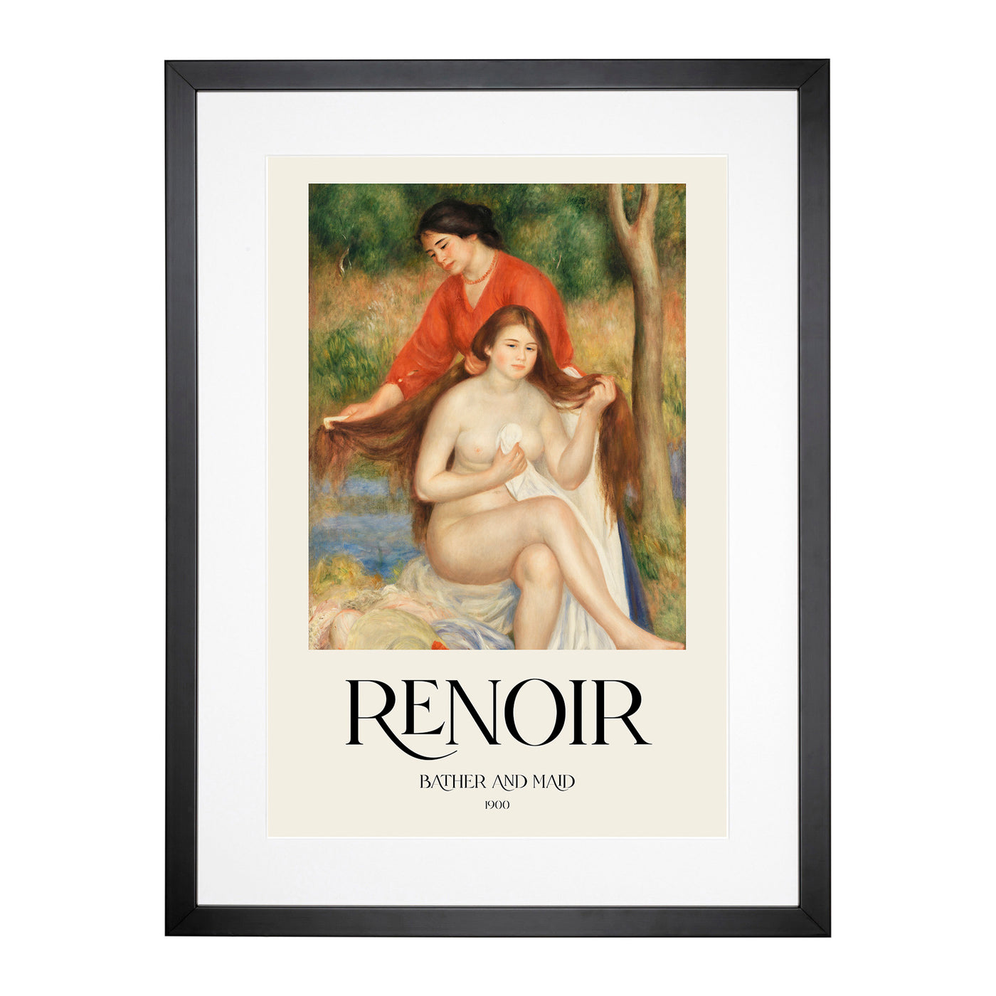 Bather And Maid Print By Pierre-Auguste Renoir Framed Print Main Image