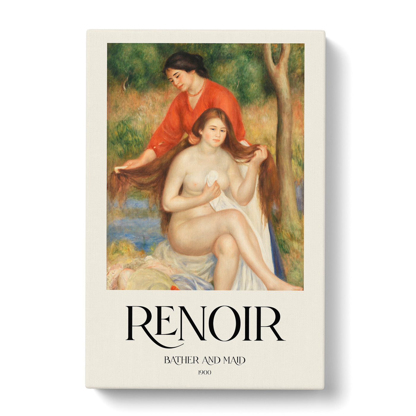 Bather And Maid Print By Pierre-Auguste Renoir Canvas Print Main Image