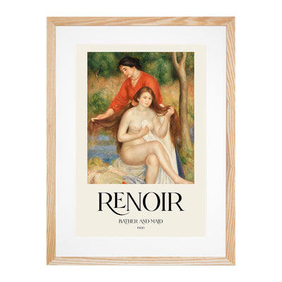 Bather And Maid Print By Pierre-Auguste Renoir