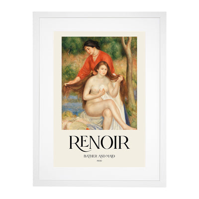 Bather And Maid Print By Pierre-Auguste Renoir