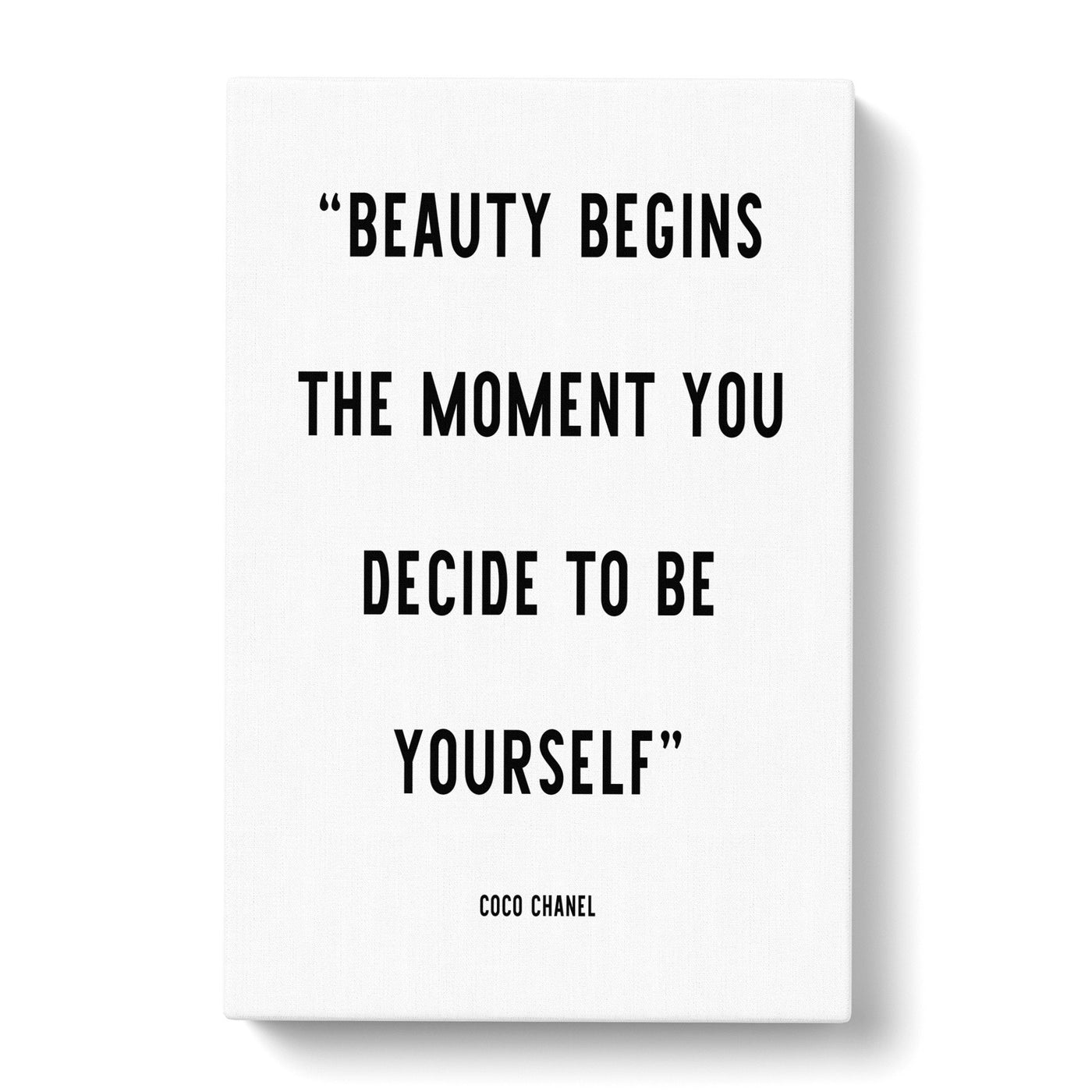 Beauty Begins Typography Canvas Print Main Image